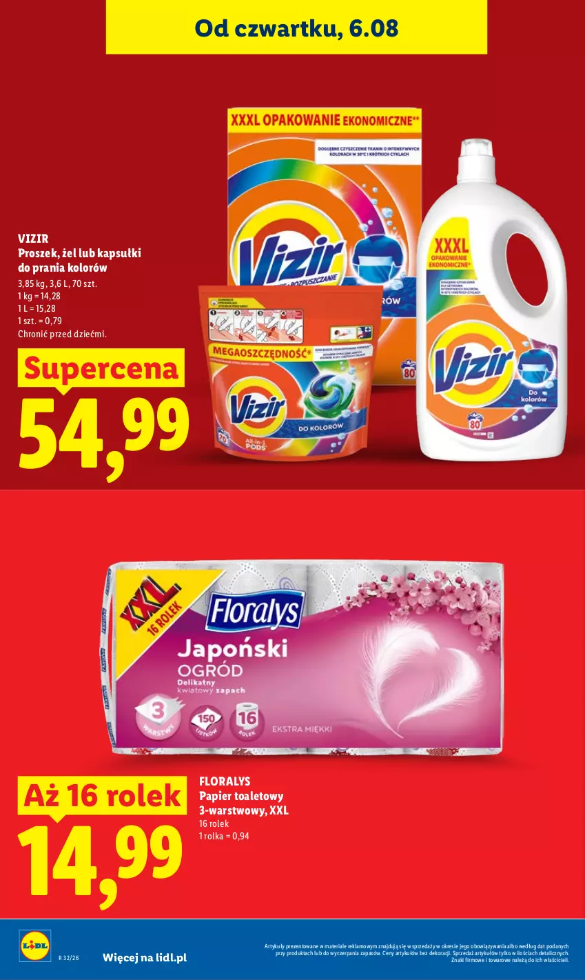Gazetka promocyjna Lidl - Gazetka ważna od 6.08 do 8.08 - ważna 06.08 do 08.08.2026 - strona 26 - produkty: Flora, Kapsułki do prania, Papier, Papier toaletowy, Vizir