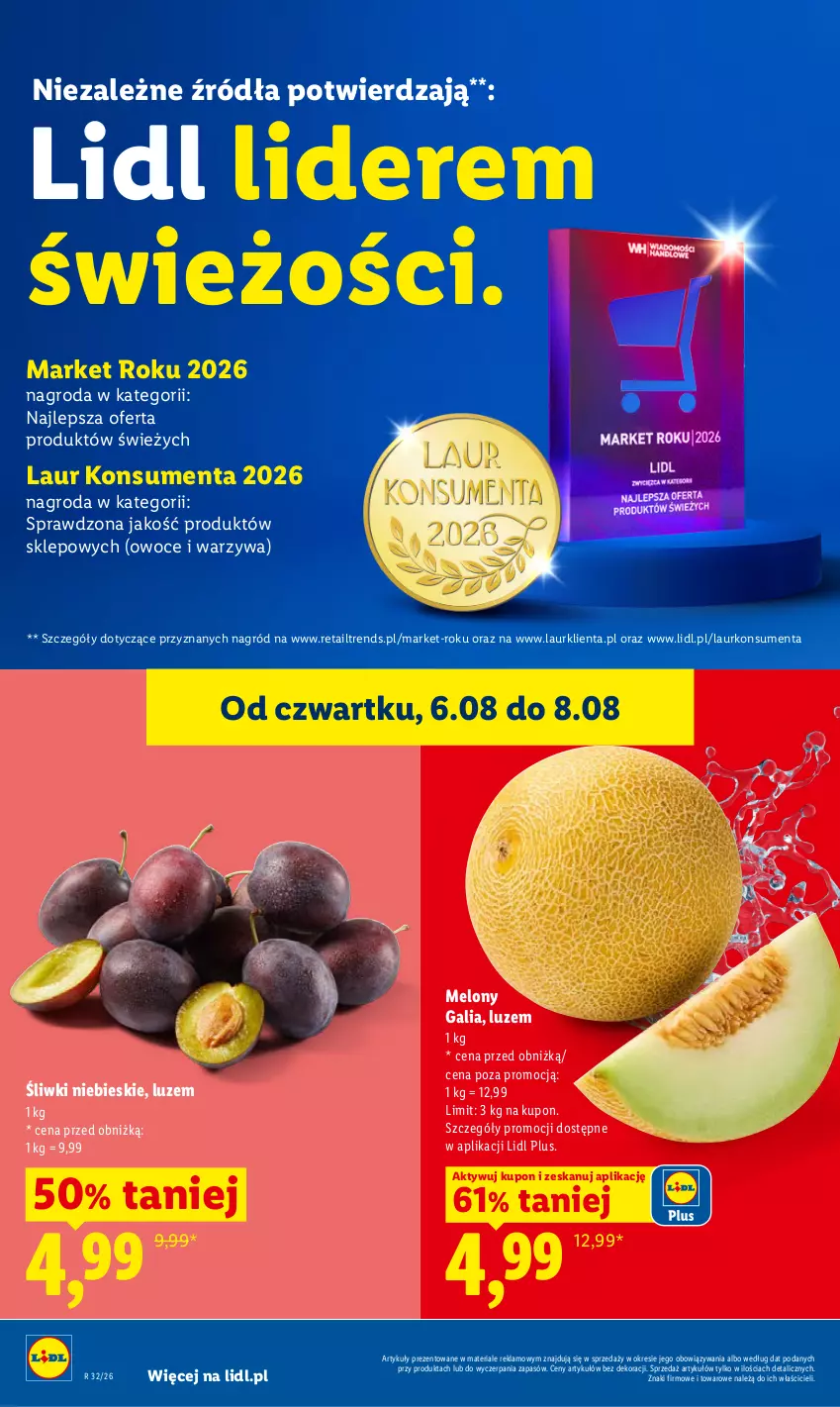 Gazetka promocyjna Lidl - Gazetka ważna od 6.08 do 8.08 - ważna 06.08 do 08.08.2026 - strona 42 - produkty: Laur, Melon, Owoce, Warzywa