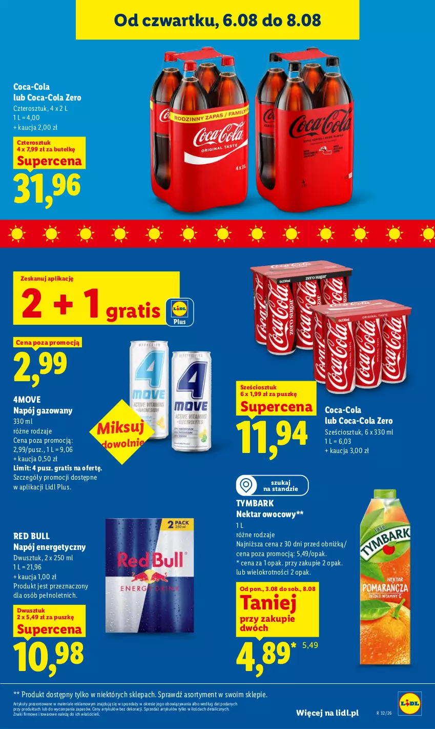 Gazetka promocyjna Lidl - Gazetka ważna od 6.08 do 8.08 - ważna 06.08 do 08.08.2026 - strona 69 - produkty: Coca-Cola, Gra, Napój, Napój energetyczny, Napój gazowany, Nektar, Red Bull, Tymbark