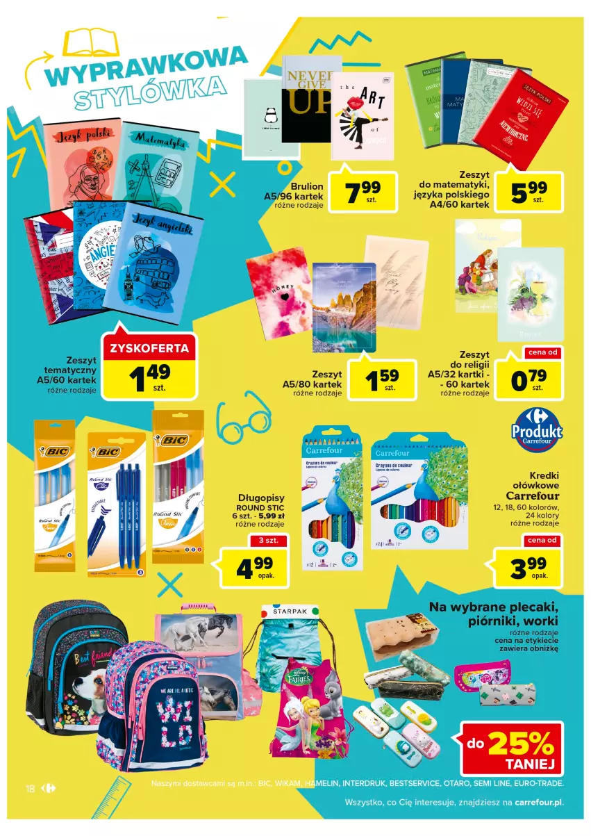 Gazetka promocyjna Carrefour - Gazetka Szalona 5 Carrefour Tarnów - ważna 16.08 do 28.08.2022 - strona 18 - produkty: Długopis, Gra, Lion, Piórnik, Plecak