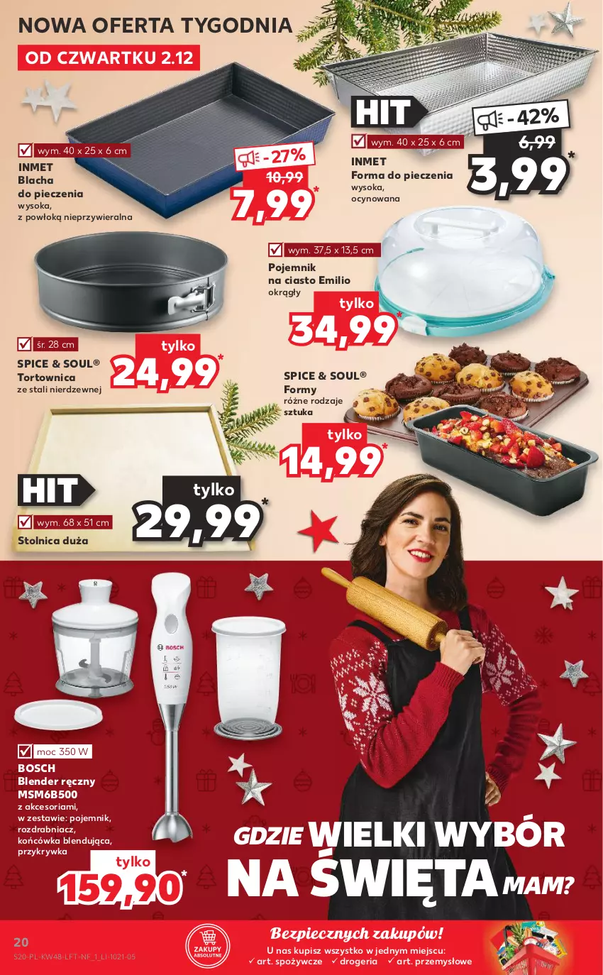 Gazetka promocyjna Kaufland - OFERTA TYGODNIA - ważna 02.12 do 08.12.2021 - strona 20 - produkty: Blacha do pieczenia, Blender, Blender ręczny, Bosch, Forma do pieczenia, Piec, Pojemnik, Pojemnik na ciasto, Rozdrabniacz, Sok, Stolnica, Tortownica