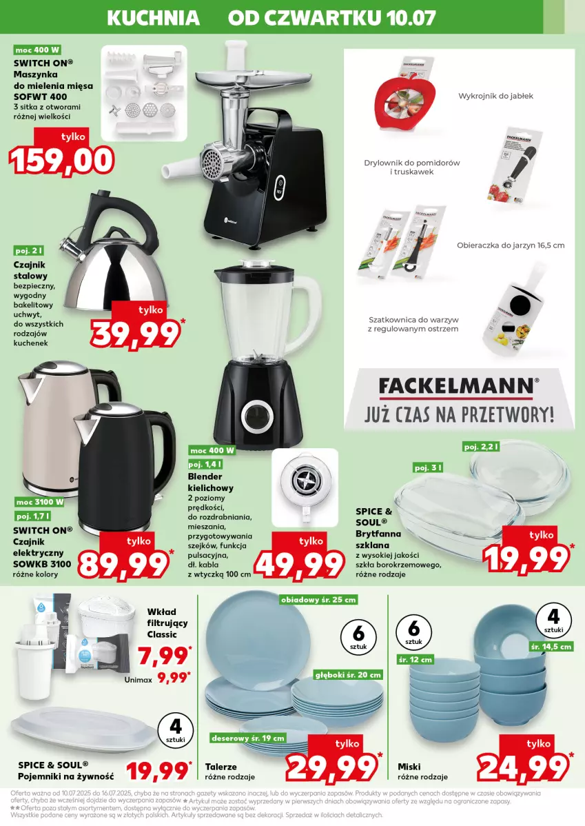 Gazetka promocyjna Kaufland - Kaufland - ważna 10.07 do 16.07.2025 - strona 9 - produkty: Blender, Czajnik, Fa, Kuchnia, LANA, Maszynka, Maszynka do mielenia, Obieraczka, Piec, Pojemnik, Sok, Szatkownica, Szynka, Talerz, Wkład filtrujący