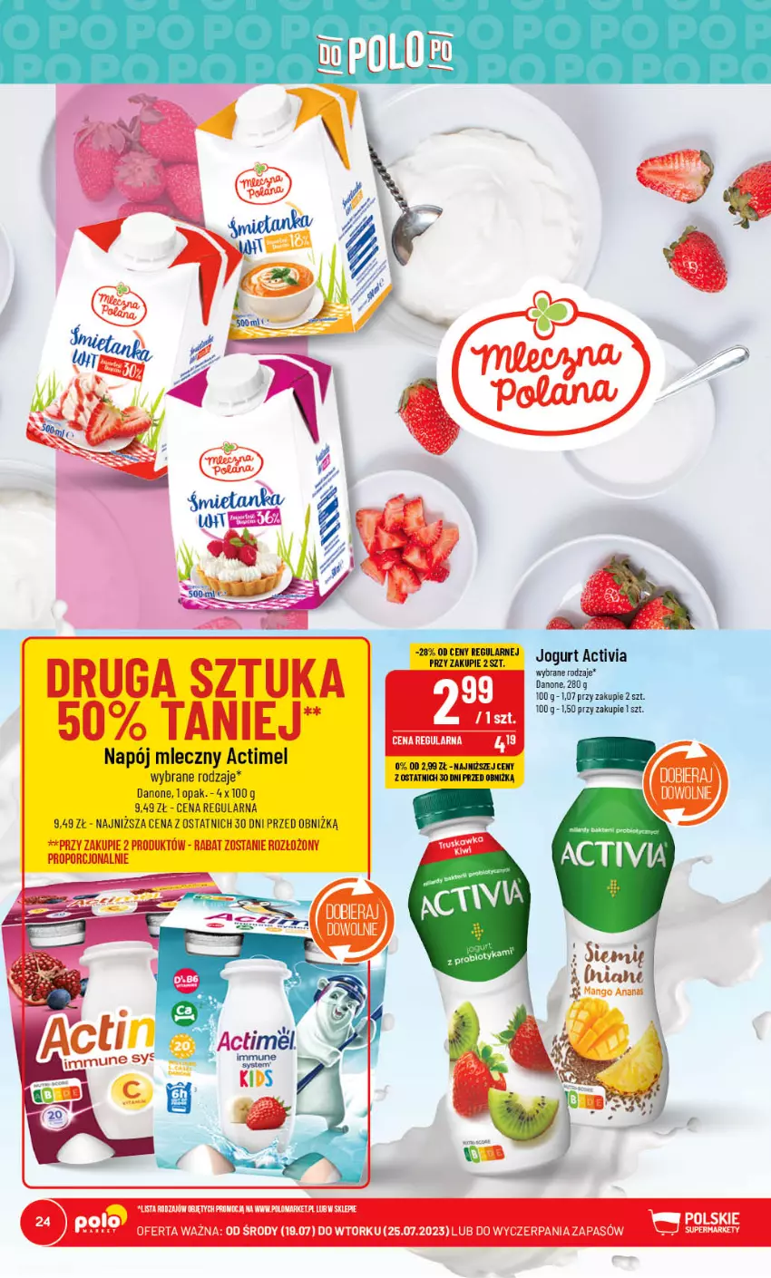 Gazetka promocyjna PoloMarket - Gazetka pomocyjna - ważna 19.07 do 25.07.2023 - strona 24 - produkty: Actimel, Activia, Ananas, Danone, Jogurt, Mango, Napój, Napój mleczny, Por