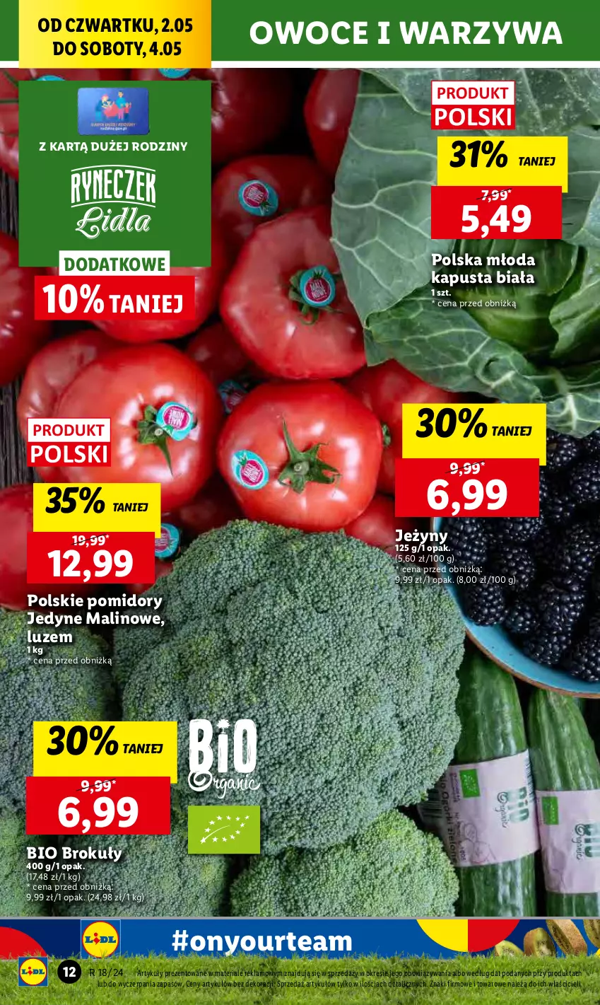 Gazetka promocyjna Lidl - GAZETKA - ważna 02.05 do 04.05.2024 - strona 14 - produkty: Brokuły, Chleb, Jeżyny, Owoce, Pomidory, Ser, Warzywa