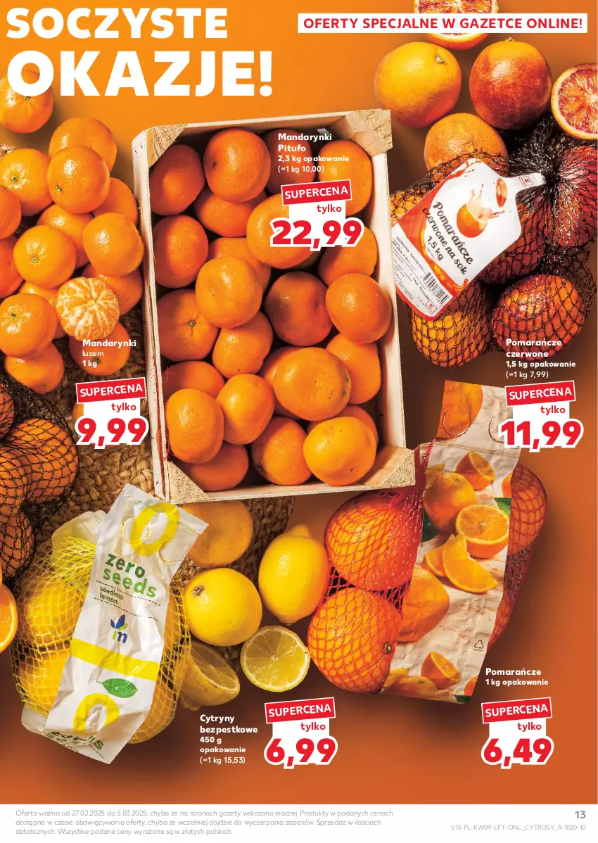 Gazetka promocyjna Kaufland - Gazetka tygodnia - ważna 27.02 do 05.03.2025 - strona 13 - produkty: Cytryny, Mandarynki, Pomarańcze