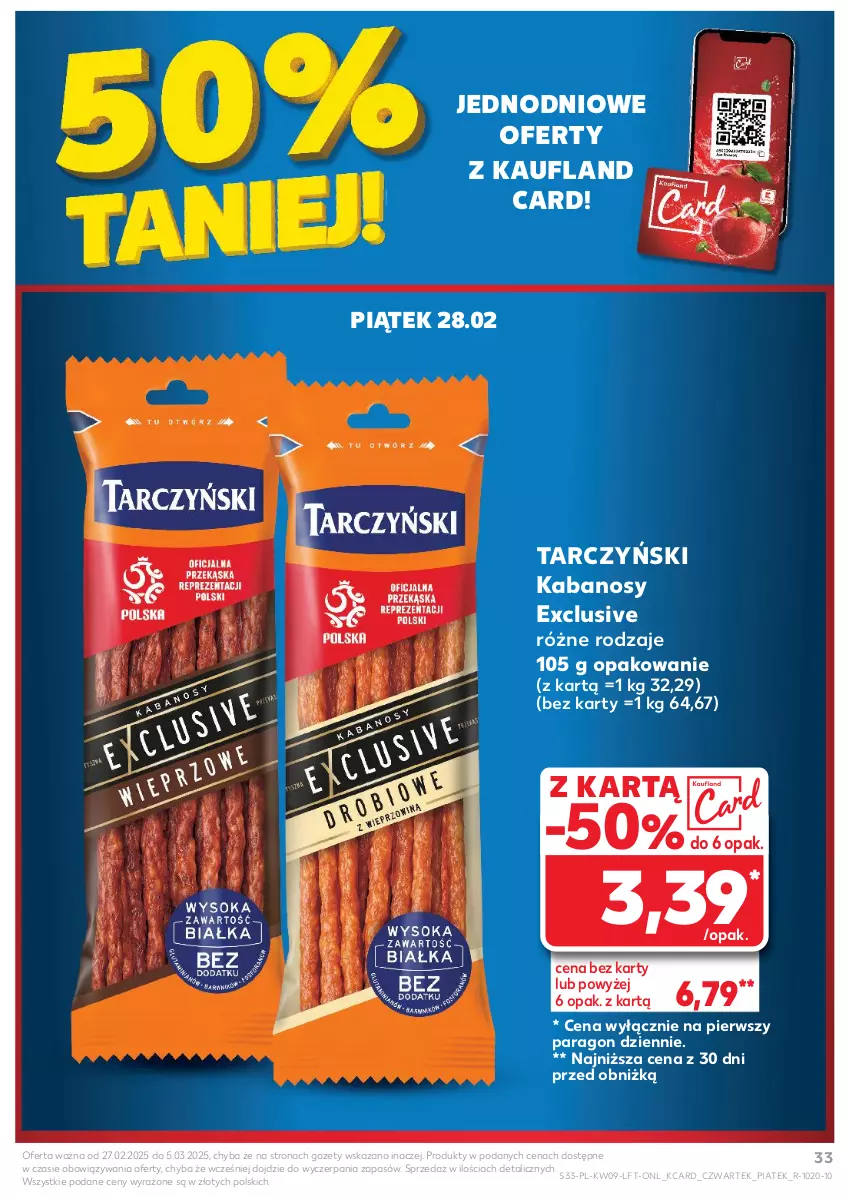 Gazetka promocyjna Kaufland - Gazetka tygodnia - ważna 27.02 do 05.03.2025 - strona 33 - produkty: Kabanos, Tarczyński