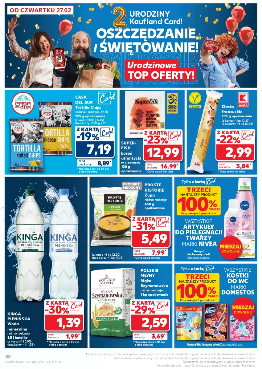 Gazetka promocyjna Kaufland - Gazetka tygodnia - ważna 27.02 do 05.03.2025 - strona 38 - produkty: Ciasto francuskie, Domestos, Mąka, Nivea, Polskie Młyny, Rama, Ser, Sok, Top, Tortilla, Tortilla Chips, Waga, Woda, Woda mineralna, Zupa