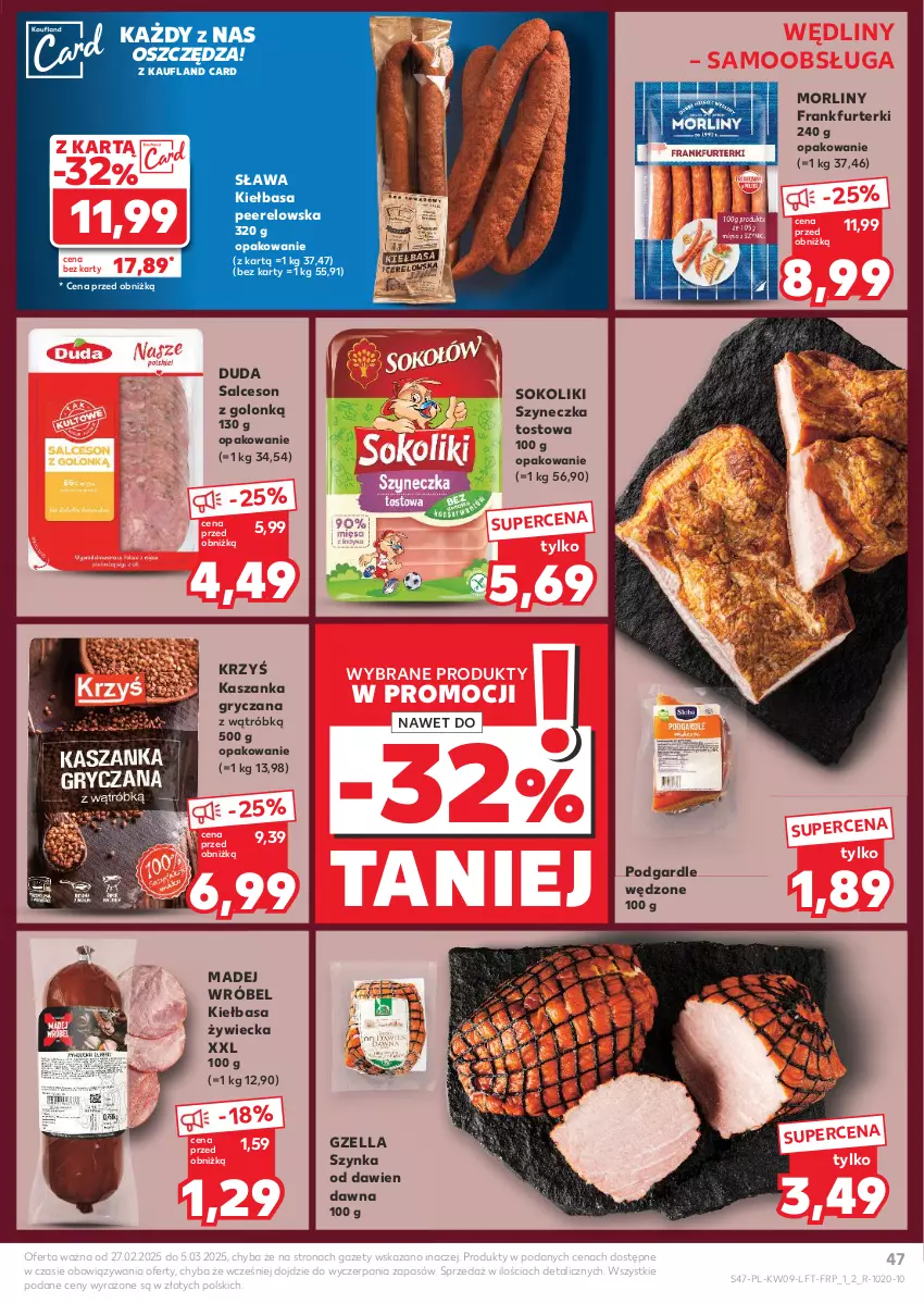 Gazetka promocyjna Kaufland - Gazetka tygodnia - ważna 27.02 do 05.03.2025 - strona 47 - produkty: Duda, Frankfurterki, Gry, Kasza, Kaszanka, Kiełbasa, Madej Wróbel, Morliny, Salceson, Sok, Szynka