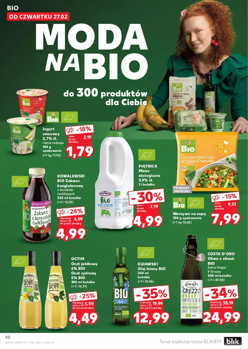 Gazetka promocyjna Kaufland - Gazetka tygodnia - ważna 27.02 do 05.03.2025 - strona 48 - produkty: Gin, Jogurt, Jogurt owocowy, Kujawski, Mleko, Moda, Ocet, Olej, Oliwa, Oliwa z oliwek, Piątnica, Tera, Warzywa