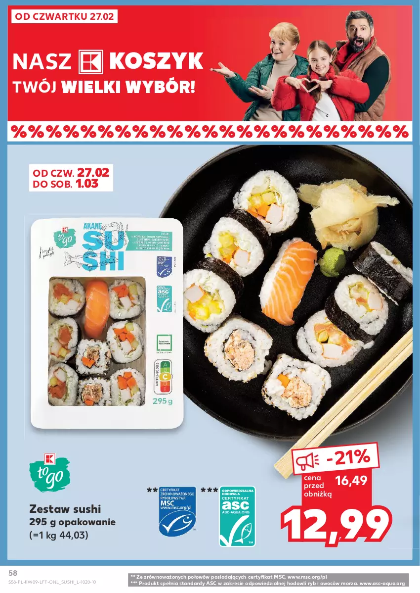 Gazetka promocyjna Kaufland - Gazetka tygodnia - ważna 27.02 do 05.03.2025 - strona 58 - produkty: Kosz, Sushi