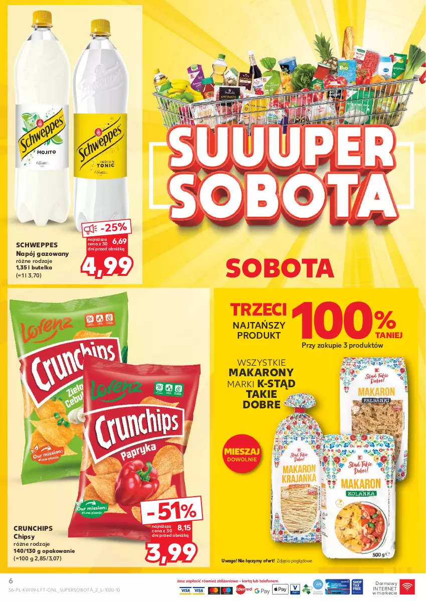 Gazetka promocyjna Kaufland - Gazetka tygodnia - ważna 27.02 do 05.03.2025 - strona 6 - produkty: Chipsy, Crunchips, Makaron, Napój, Napój gazowany, Schweppes, Waga