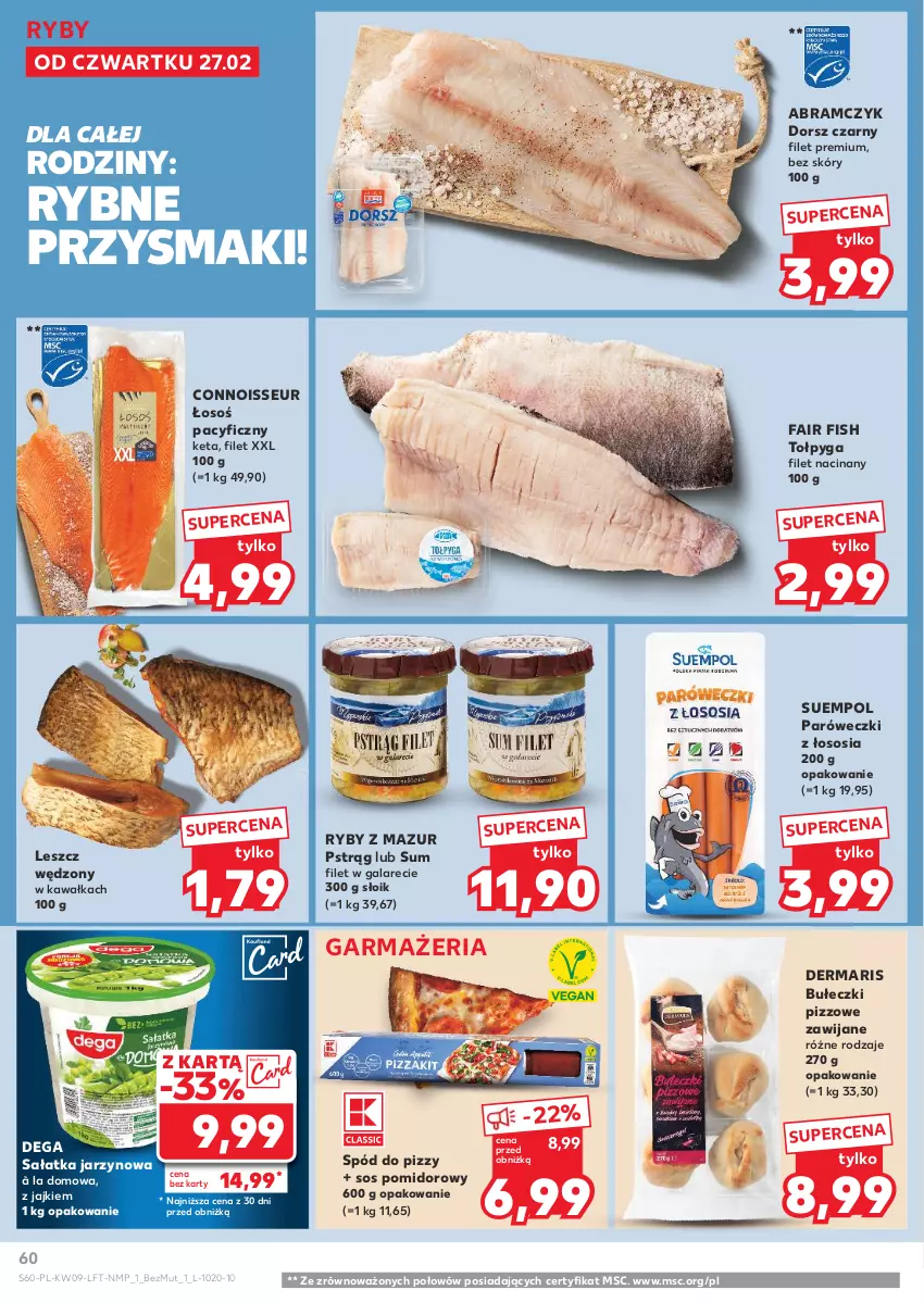 Gazetka promocyjna Kaufland - Gazetka tygodnia - ważna 27.02 do 05.03.2025 - strona 60 - produkty: Bułeczki, Dega, Dorsz, Fa, Gala, Kawa, Przysmaki, Pstrąg, Sałat, Sałatka, Sos, Sos pomidorowy, Spód do pizzy, Suempol, Tołpyga