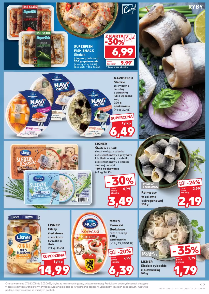 Gazetka promocyjna Kaufland - Gazetka tygodnia - ważna 27.02 do 05.03.2025 - strona 63 - produkty: Koreczki śledziowe, Lisner, Olej, Ryba, Sos