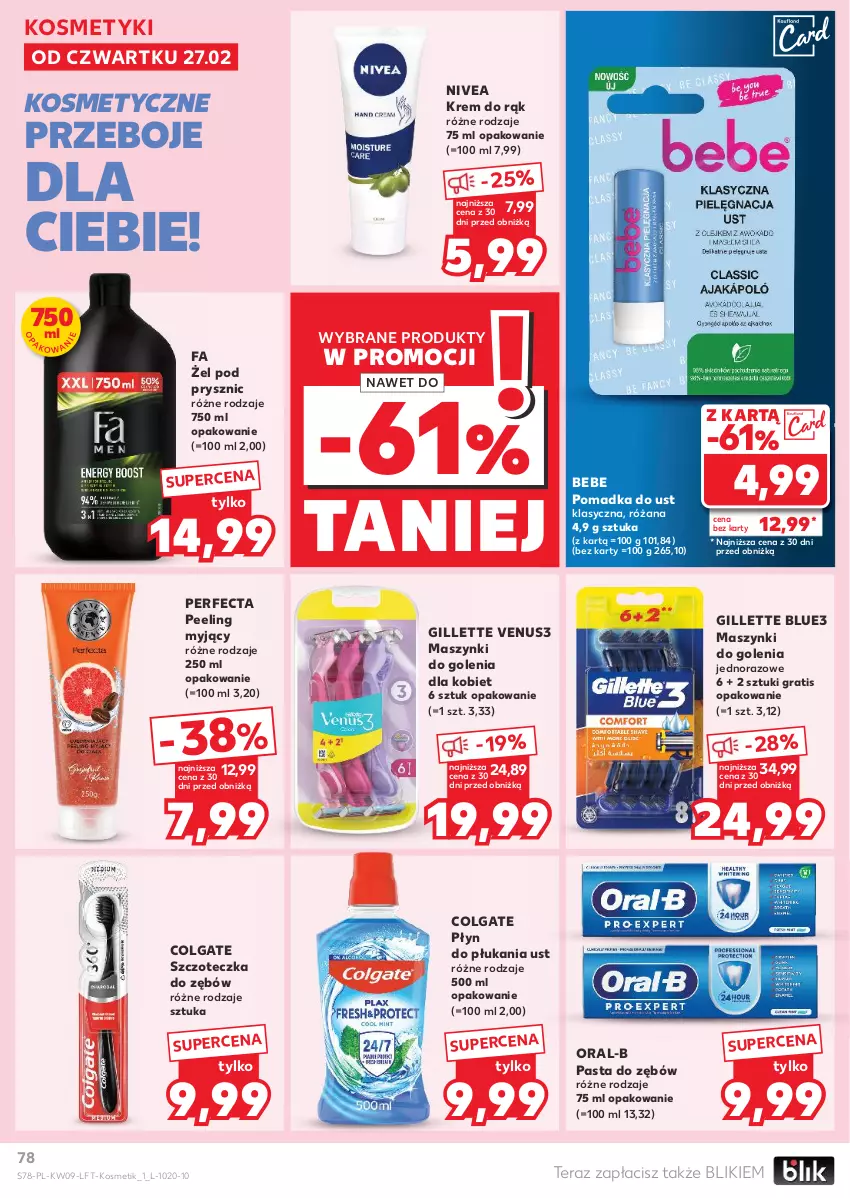 Gazetka promocyjna Kaufland - Gazetka tygodnia - ważna 27.02 do 05.03.2025 - strona 78 - produkty: Colgate, Fa, Gillette, Gillette Venus, Gra, Krem do rąk, LG, Nivea, Pasta do zębów, Peeling, Perfecta, Płyn do płukania, Róża, Szczoteczka, Szczoteczka do zębów, Tera, Venus