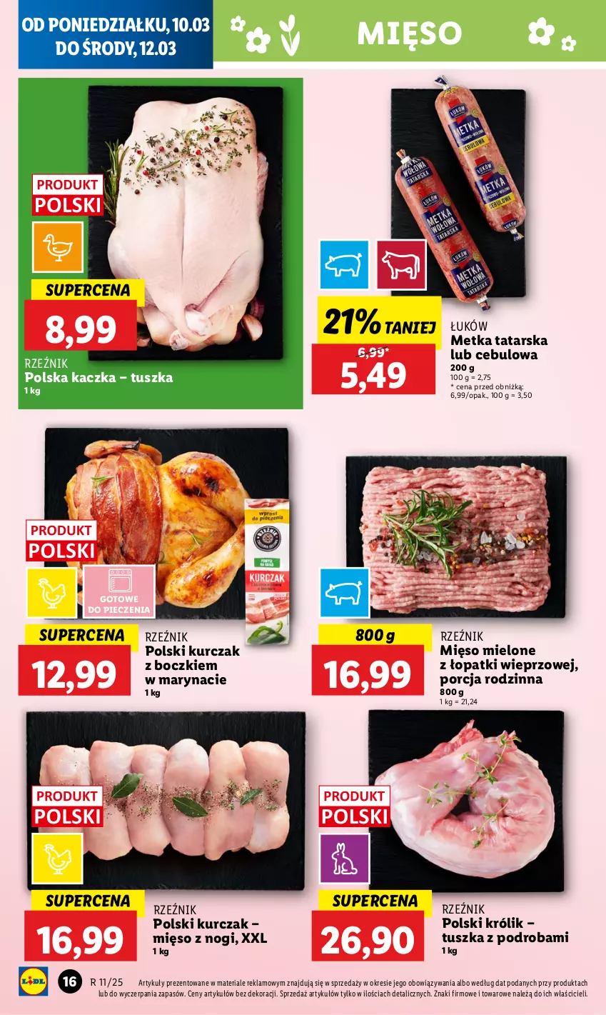 Gazetka promocyjna Lidl - GAZETKA - ważna 10.03 do 12.03.2025 - strona 18 - produkty: Kaczka, Królik, Kurczak, Metka tatarska, Mięso, Mięso mielone, Mięso mielone z łopatki wieprzowej, Piec, Por, Tusz