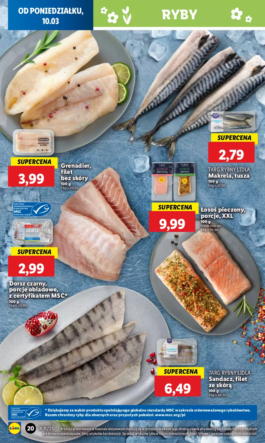 Gazetka promocyjna Lidl - GAZETKA - ważna 10.03 do 12.03.2025 - strona 22 - produkty: Dorsz, Grenadier, Piec, Por, Sandacz, Tusz