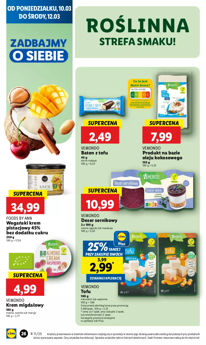 Gazetka promocyjna Lidl - GAZETKA - ważna 10.03 do 12.03.2025 - strona 28 - produkty: Baton, Deser, Fa, Jagody, Kokos, Krem pistacjowy, Mango, Olej, Ser, Tofu