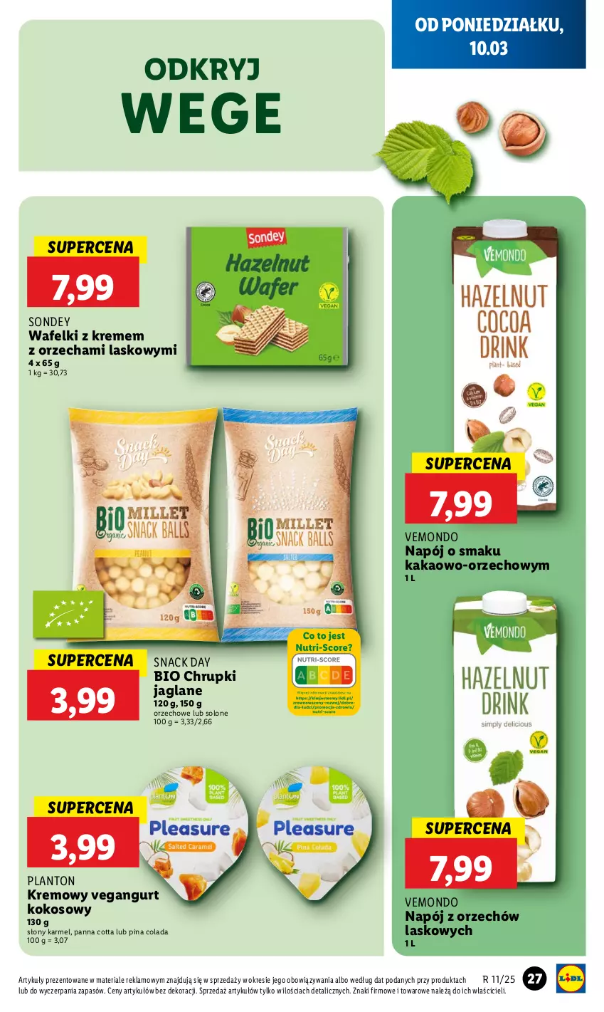 Gazetka promocyjna Lidl - GAZETKA - ważna 10.03 do 12.03.2025 - strona 29 - produkty: Chrupki, Kakao, Kokos, Napój, Panna cotta, Vegangurt