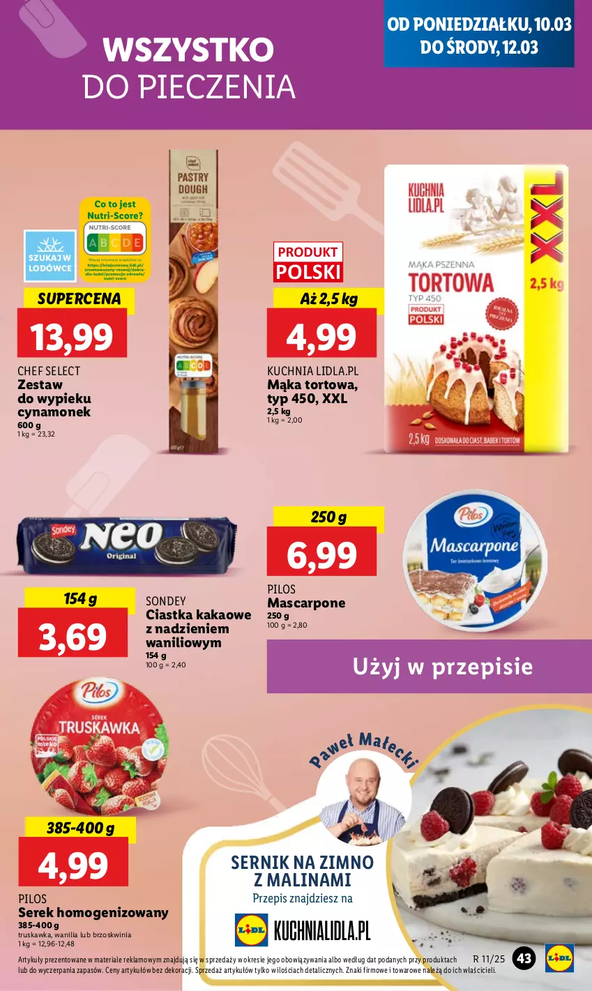 Gazetka promocyjna Lidl - GAZETKA - ważna 10.03 do 12.03.2025 - strona 49 - produkty: Ciastka, Kakao, Kuchnia, Mąka, Mąka tortowa, Mascarpone, Piec, Pilos, Ser, Serek, Serek homogenizowany