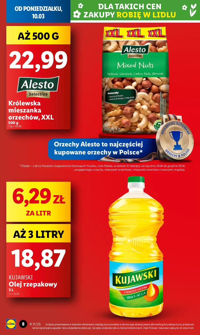 Gazetka promocyjna Lidl - GAZETKA - ważna 10.03 do 12.03.2025 - strona 8 - produkty: Kujawski, Migdały, Olej, Olej rzepakowy