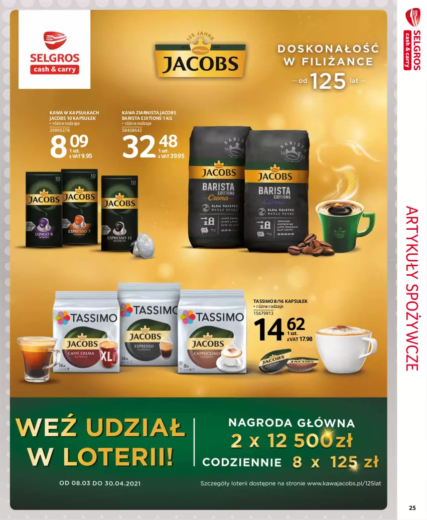 Gazetka promocyjna Selgros - Extra Oferta - ważna 01.03 do 31.03.2021 - strona 25 - produkty: Artykuły spożywcze, Jacobs, Kawa, Kawa ziarnista, Tassimo