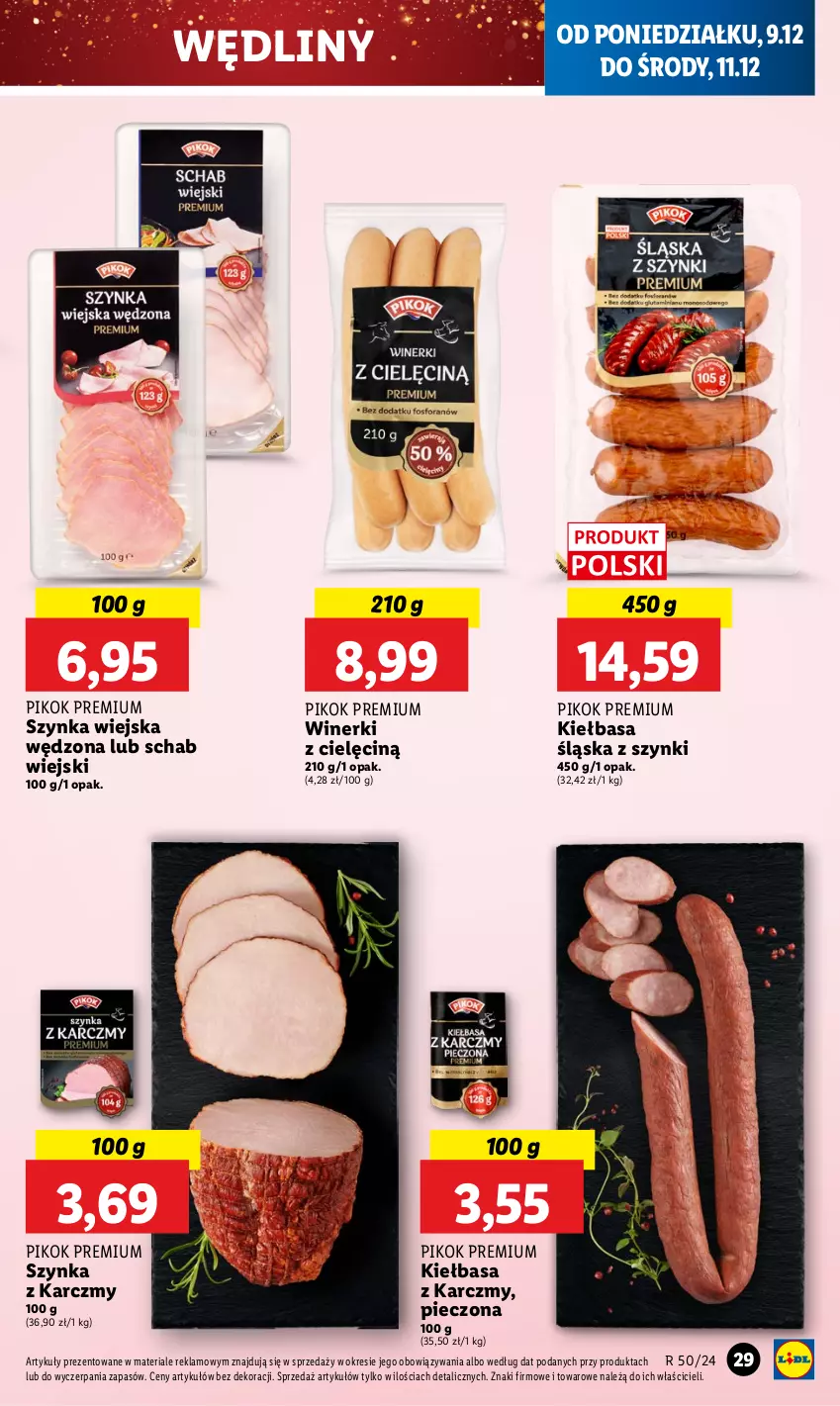 Gazetka promocyjna Lidl - GAZETKA - ważna 09.12 do 11.12.2024 - strona 33 - produkty: Kiełbasa, Kiełbasa śląska, Piec, PIKOK, Szynka