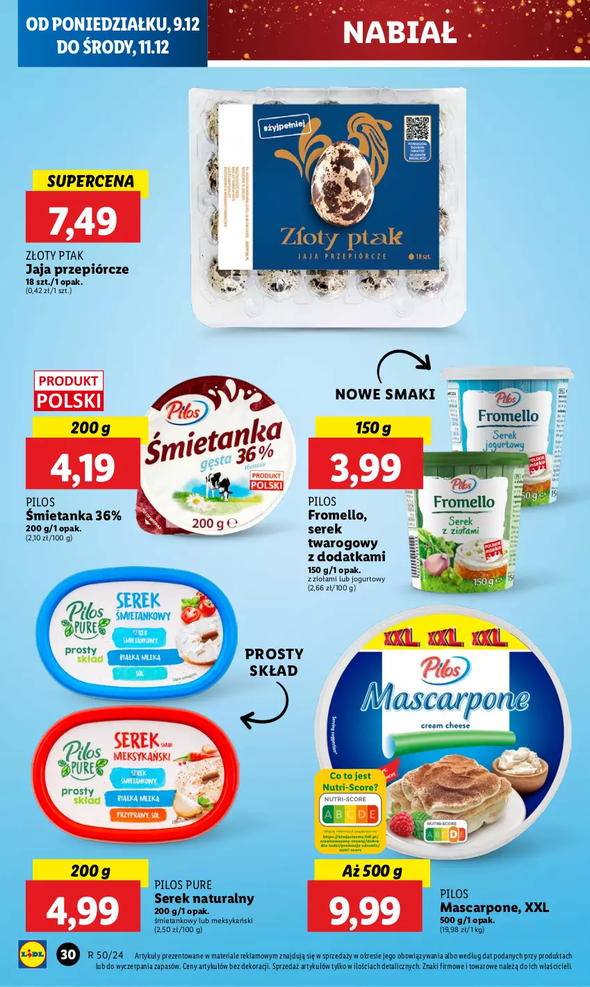 Gazetka promocyjna Lidl - GAZETKA - ważna 09.12 do 11.12.2024 - strona 34 - produkty: Jaja, Jogurt, Mascarpone, Pilos, Pur, Ser, Serek, Serek naturalny, Serek twarogowy