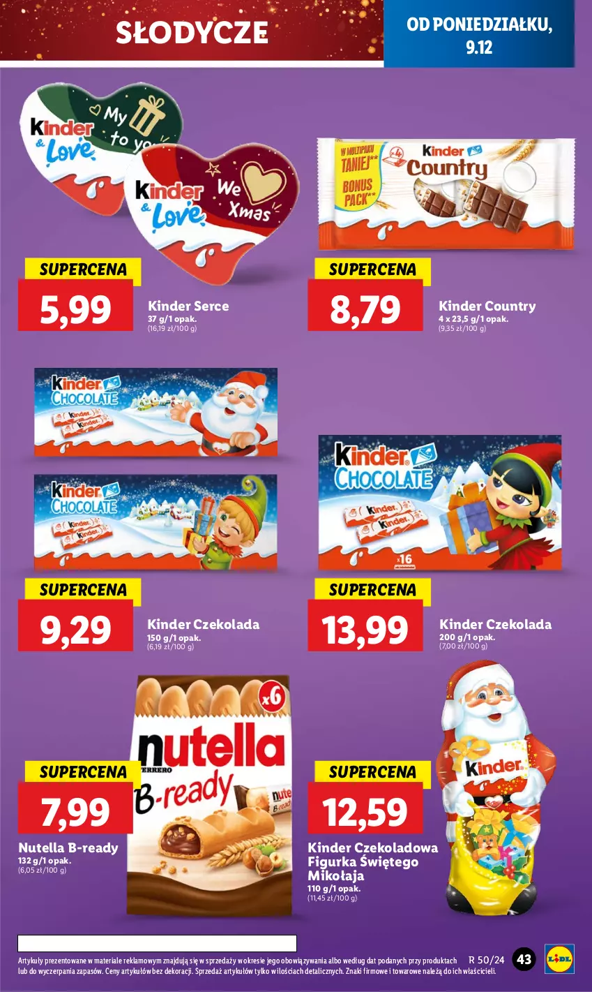 Gazetka promocyjna Lidl - GAZETKA - ważna 09.12 do 11.12.2024 - strona 47 - produkty: Czekolada, Kinder, Nutella, Ser