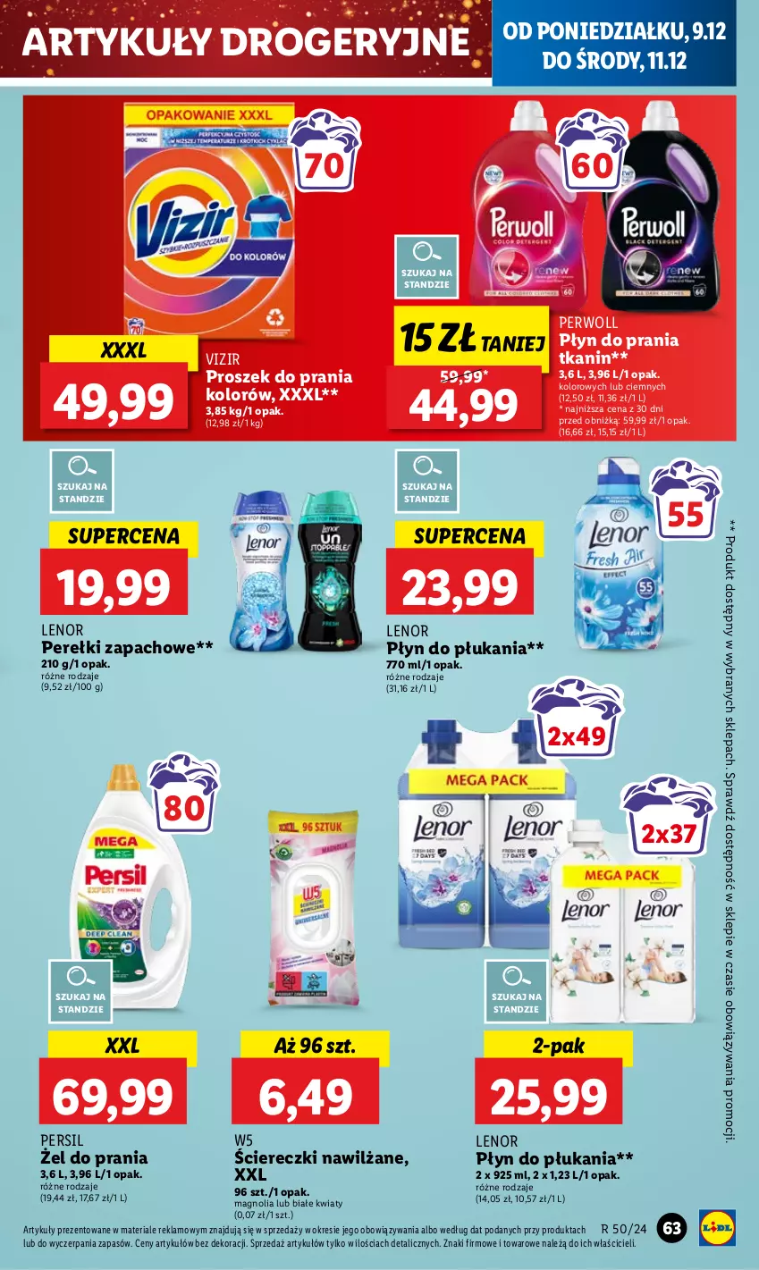 Gazetka promocyjna Lidl - GAZETKA - ważna 09.12 do 11.12.2024 - strona 69 - produkty: Lenor, Perełki zapachowe, Persil, Perwoll, Płyn do płukania, Płyn do prania, Proszek do prania, Vizir