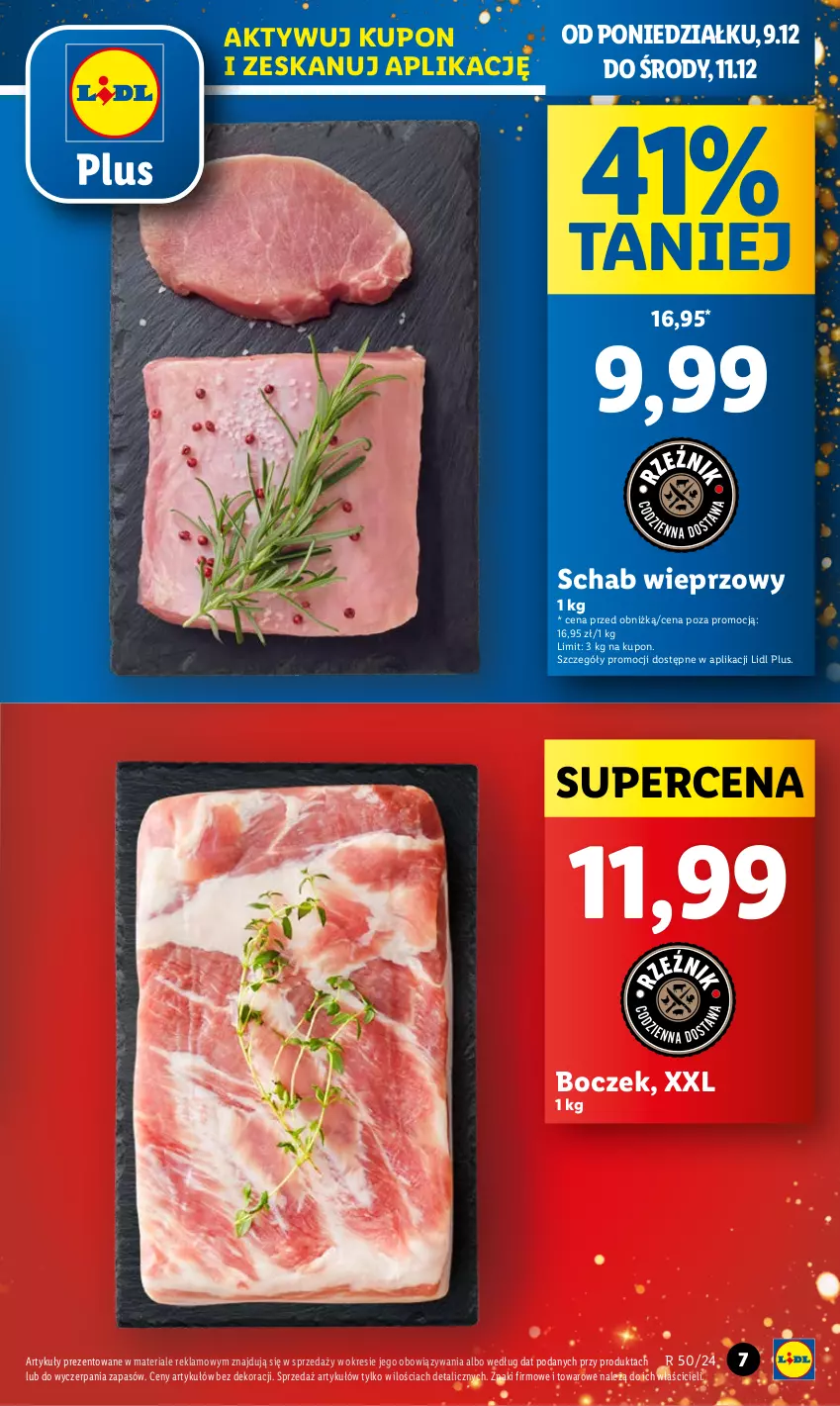 Gazetka promocyjna Lidl - GAZETKA - ważna 09.12 do 11.12.2024 - strona 7 - produkty: Boczek, Schab wieprzowy