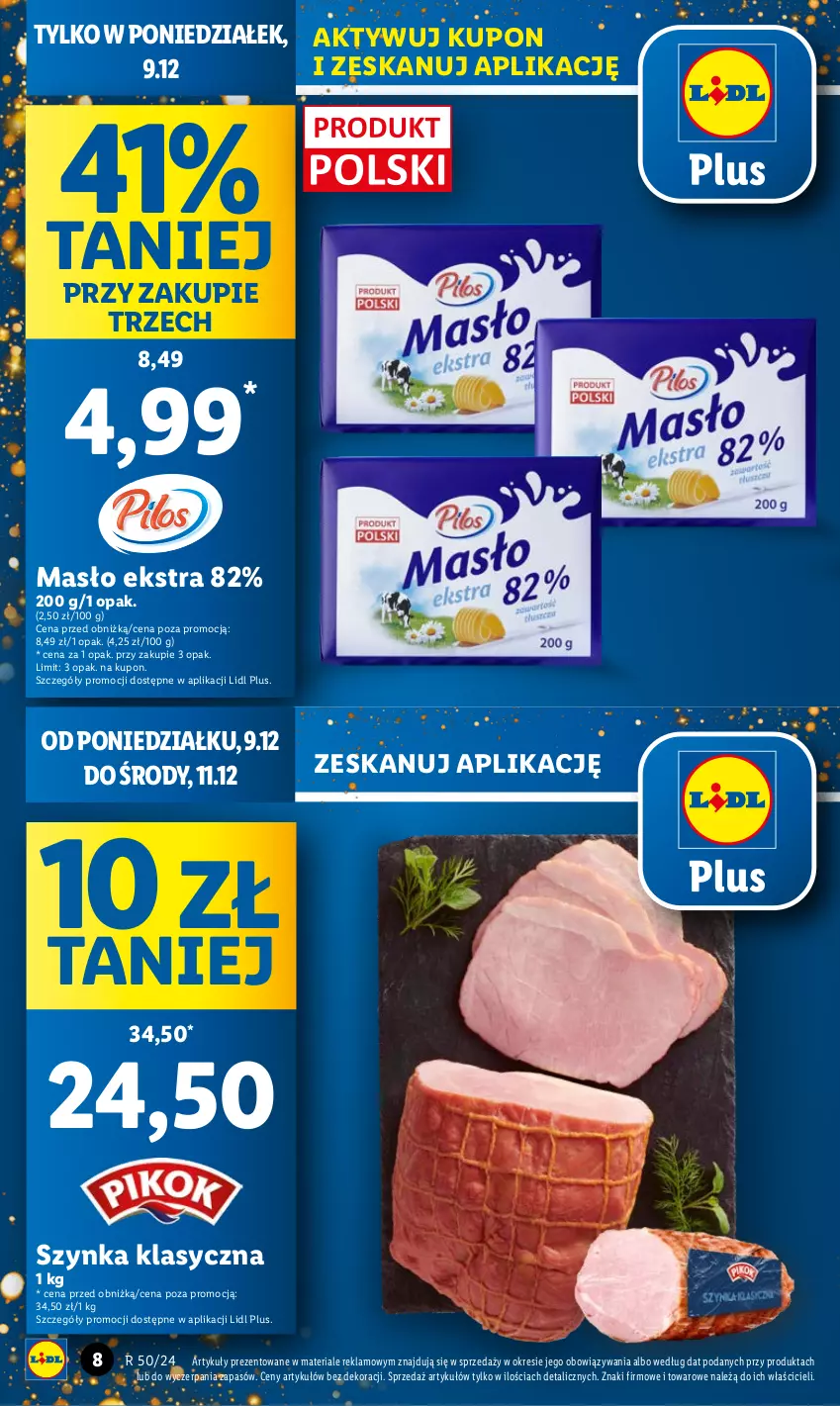 Gazetka promocyjna Lidl - GAZETKA - ważna 09.12 do 11.12.2024 - strona 8 - produkty: Masło, Szynka