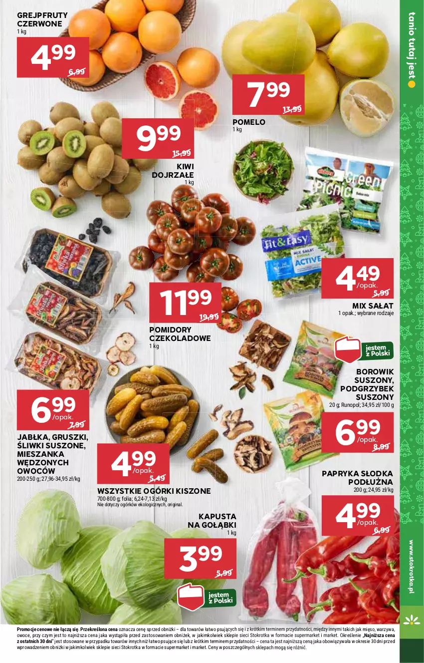 Gazetka promocyjna Stokrotka - Market Opole/Radom - ważna 05.12 do 11.12.2024 - strona 11 - produkty: Gin, Grejpfrut, Gruszki, Jabłka, Kiwi, Mięso, Owoce, Papryka, Papryka słodka, Pomelo, Pomidory, Sałat, Warzywa