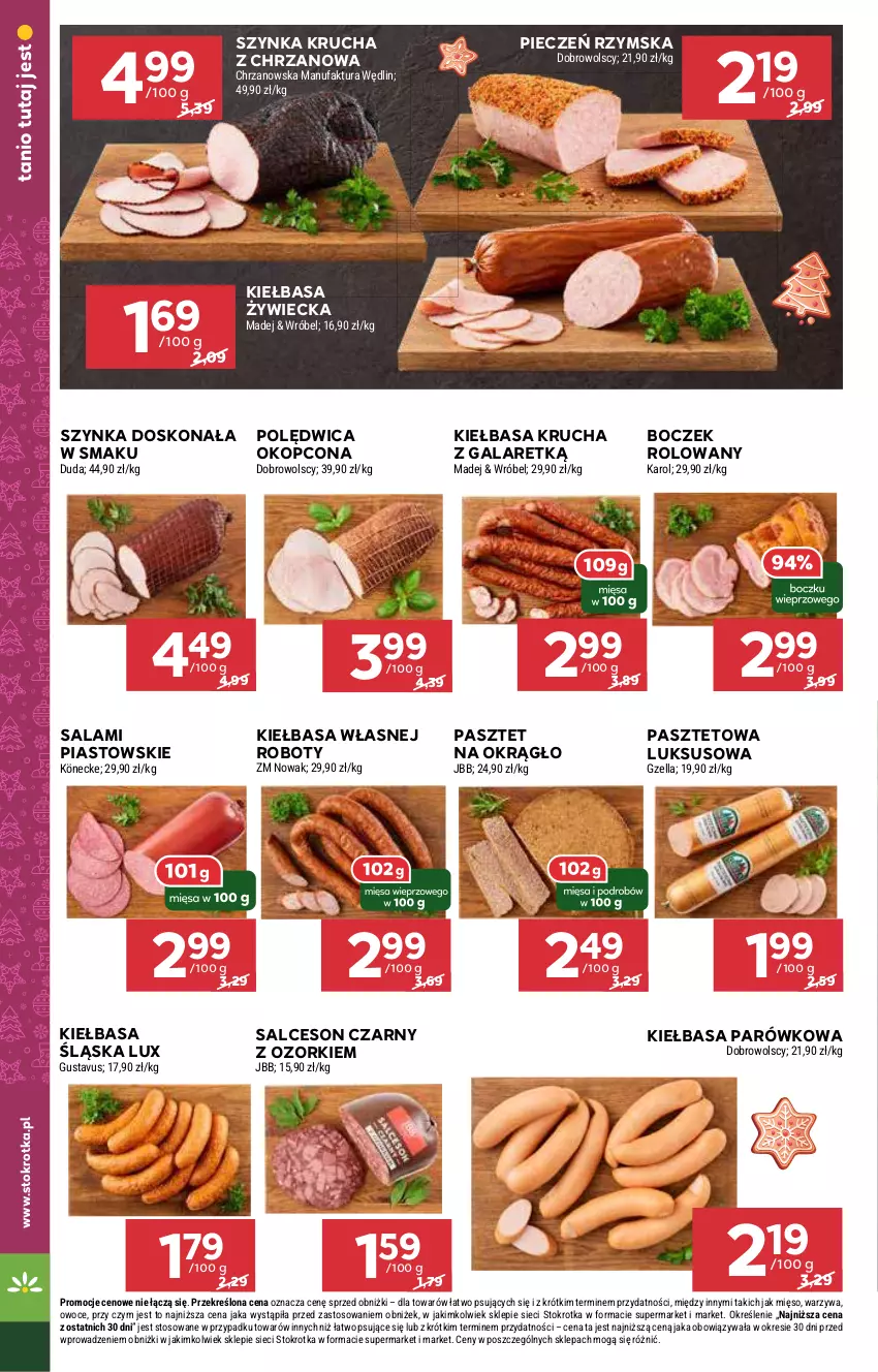 Gazetka promocyjna Stokrotka - Market Opole/Radom - ważna 05.12 do 11.12.2024 - strona 12 - produkty: Boczek, Chrzan, Fa, Gala, Kiełbasa, Kiełbasa krucha, Kiełbasa śląska, Mięso, NOWAK, Owoce, Pasztet, Piast, Piec, Pieczeń rzymska, Polędwica, Robot, Salami, Salceson, Szynka, Warzywa