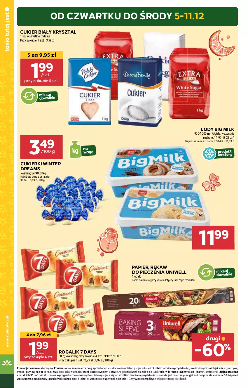 Gazetka promocyjna Stokrotka - Market Opole/Radom - ważna 05.12 do 11.12.2024 - strona 2 - produkty: 7 Days, Big Milk, Cukier, Cukierki, Kakao, LG, Lody, Mięso, Owoce, Papier, Piec, Rękaw do pieczenia, Rogal, Warzywa