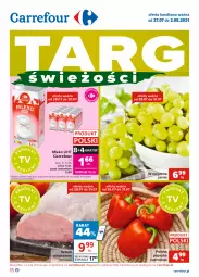Gazetka promocyjna Carrefour - Gazetka Targi świeżości - Gazetka - ważna od 02.08 do 02.08.2021 - strona 1 - produkty: Por, Gra, Papryka czerwona, Papryka, Schab wieprzowy, Winogrona, Wino, Mleko