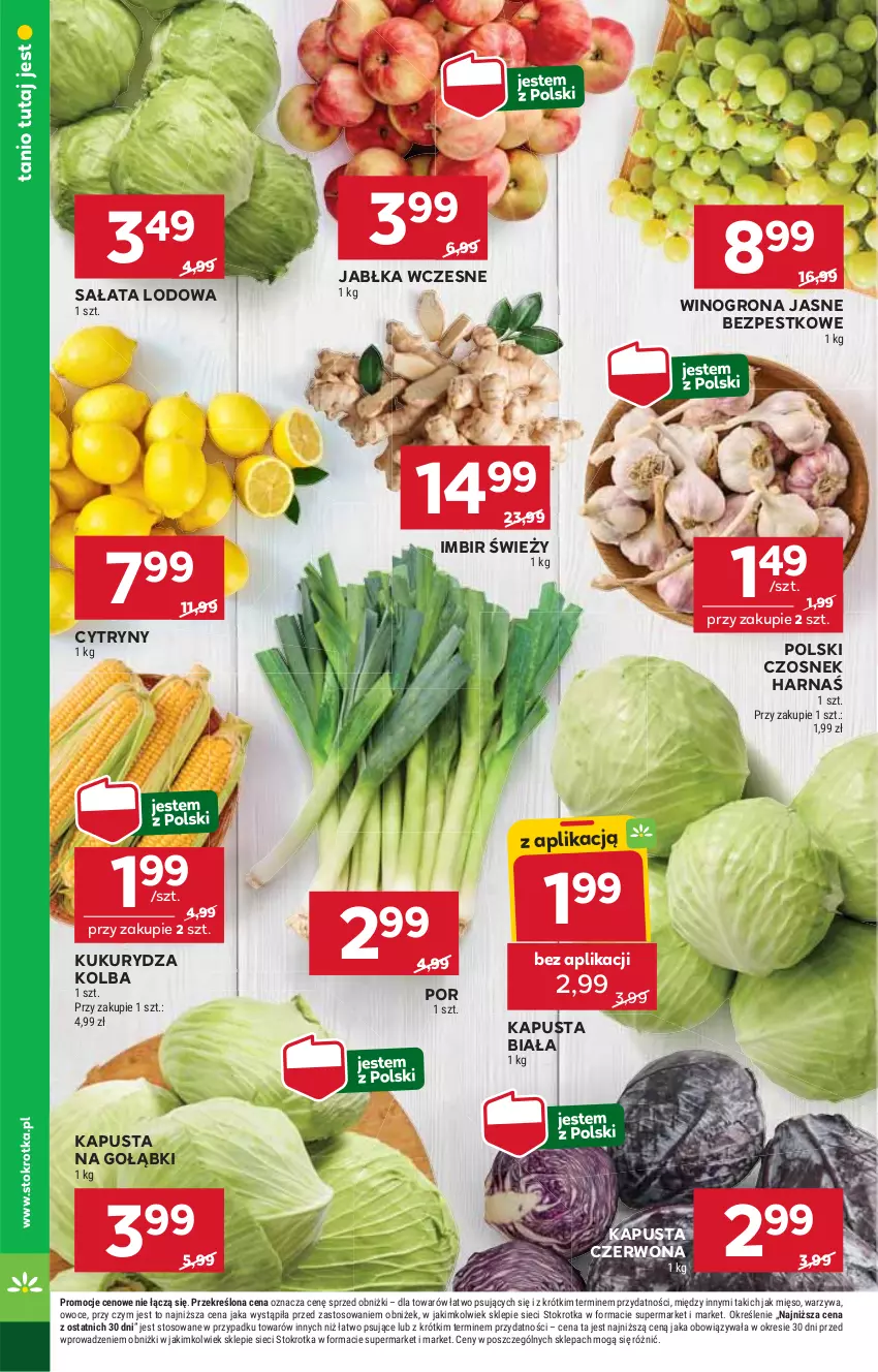 Gazetka promocyjna Stokrotka - Market - ważna 18.09 do 24.09.2025 - strona 10 - produkty: Cytryny, Czosnek, Harnaś, Imbir, Jabłka, Kukurydza, Mięso, Owoce, Por, Sałat, Sałata lodowa, Warzywa, Wino, Winogrona