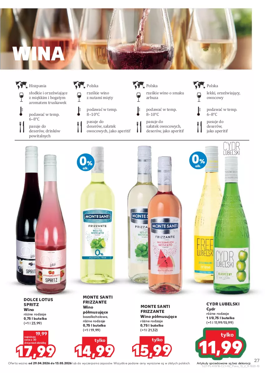 Gazetka promocyjna Kaufland - Barek Kauflandu - ważna 29.04 do 13.05.2026 - strona 27 - produkty: Arbuz, Deser, Monte, Monte Santi, Mus, Sałat, Ser, Wino