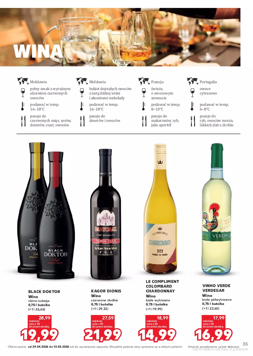 Gazetka promocyjna Kaufland - Barek Kauflandu - ważna 29.04 do 13.05.2026 - strona 35 - produkty: Bukiet, Chardonnay, Dega, Deser, Lack, Makaron, Owoce, Por, Ser, Wino, Wino białe, Wino czerwone
