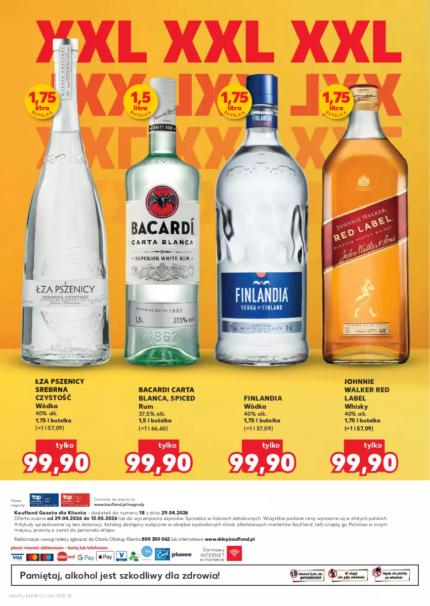 Gazetka promocyjna Kaufland - Barek Kauflandu - ważna 29.04 do 13.05.2026 - strona 40 - produkty: Bacardi, Finlandia, Johnnie Walker, Mięta, Rum, Wagi, Whisky, Wódka
