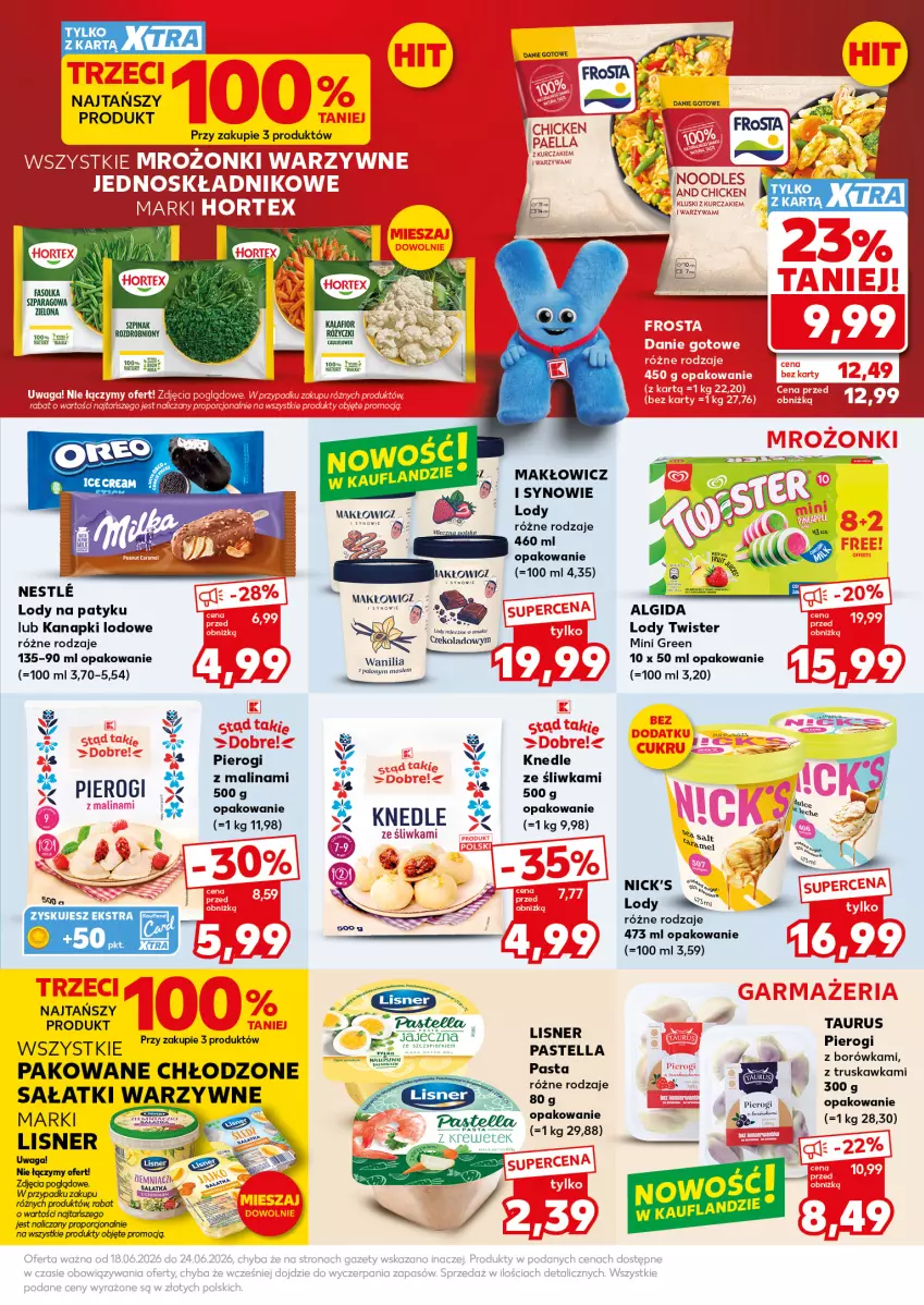 Gazetka promocyjna Kaufland - Mocny Start - ważna 22.06 do 24.06.2026 - strona 19 - produkty: Algida, Borówka, Knedle, LG, Lisner, Lody, Pastella, Pierogi, Por, Sałat, Ser, Waga