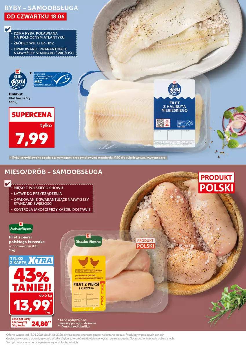 Gazetka promocyjna Kaufland - Mocny Start - ważna 22.06 do 24.06.2026 - strona 21 - produkty: Halibut, Kurczak, Mięso, Ryba