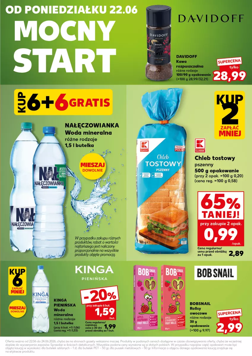Gazetka promocyjna Kaufland - Mocny Start - ważna 22.06 do 24.06.2026 - strona 3 - produkty: Chleb, Chleb tostowy, Davidoff, Nałęczowianka, Por, Woda, Woda mineralna