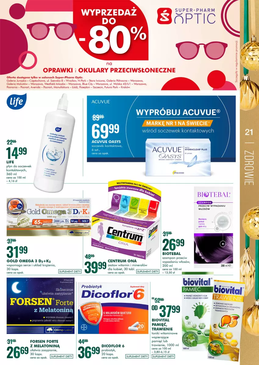 Gazetka promocyjna Super Pharm - Gazetka - ważna 13.12 do 24.12.2021 - strona 21 - produkty: BIOTEBAL, Biovital, Dicoflor, K2, Płyn do soczewek, Probiotyk, Rum, Ser, Soczewki kontaktowe, Suplement diety, Szampon, Tonik