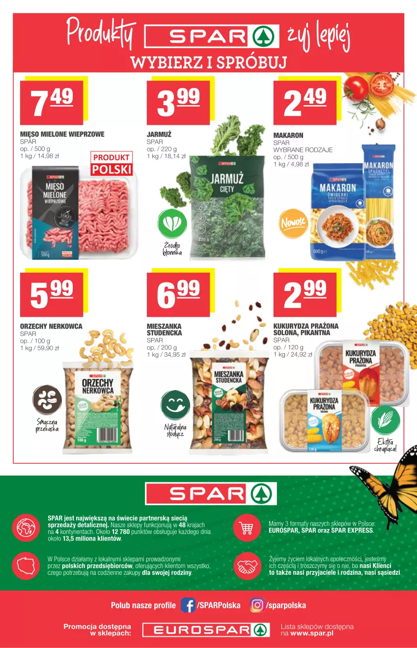 Gazetka promocyjna Spar - Spar - ważna 12.05 do 18.05.2021 - strona 8 - produkty: Jarmuż, Kukurydza, Lion, Makaron, Mięso, Mięso mielone, O nas