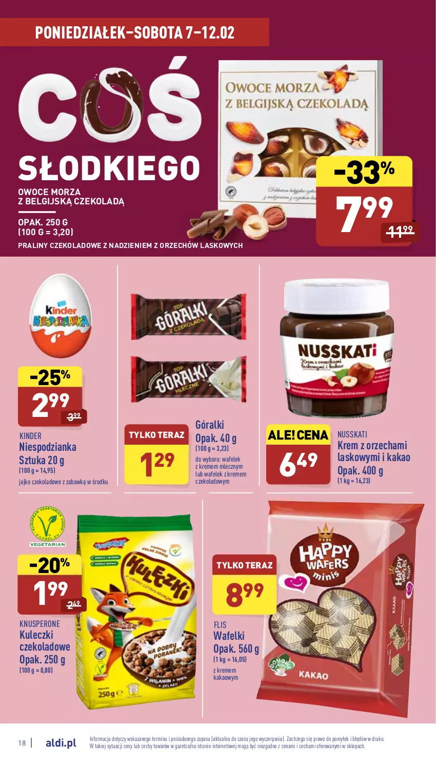 Gazetka promocyjna Aldi - Katalog spożywczy - ważna 07.02 do 12.02.2022 - strona 18 - produkty: Góralki, Kakao, Kinder, LG, Owoce, Owoce morza, Praliny, Tera, Wafelek