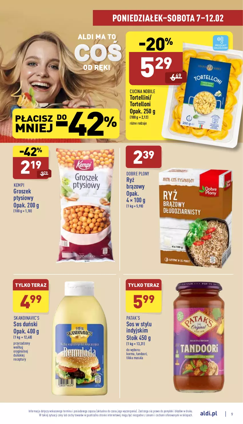 Gazetka promocyjna Aldi - Katalog spożywczy - ważna 07.02 do 12.02.2022 - strona 9 - produkty: Gin, Groszek, Groszek ptysiowy, Ryż, Skandinavic’s, Sos, Tera, Tortelloni