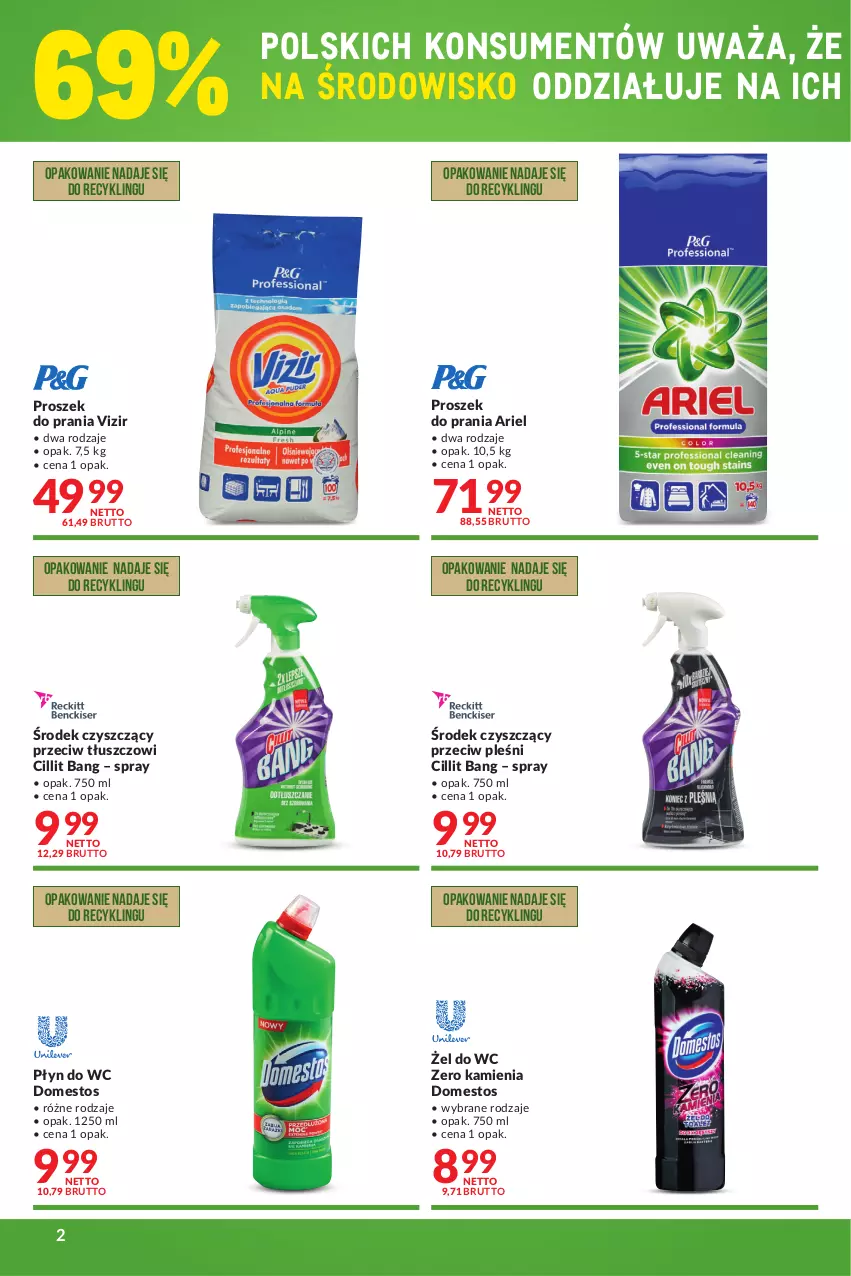 Gazetka promocyjna Makro - [Oferta specjalna] Razem dbajmy o środowisko - ważna 31.05 do 13.06.2022 - strona 2 - produkty: Ariel, Cillit Bang, Domestos, Płyn do wc, Proszek do prania, Vizir