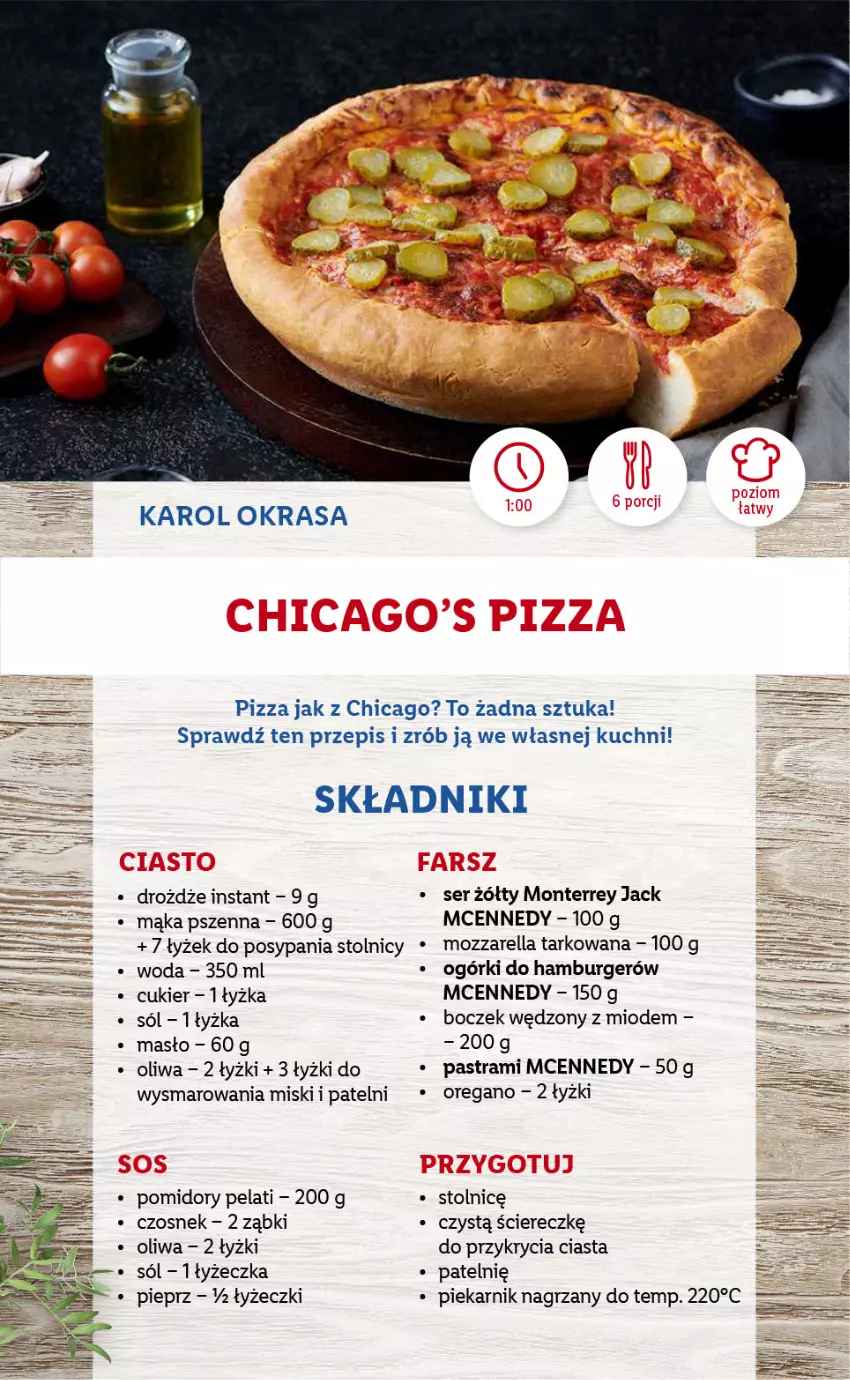 Gazetka promocyjna Lidl - Smaki USA - ważna 18.10 do 23.10.2021 - strona 14 - produkty: Boczek, Burger, Cukier, Czosnek, Drożdże, Hamburger, Mąka, Mąka pszenna, Masło, Monte, Mozzarella, Piekarnik, Pieprz, Pizza, Pomidory, Ser, Sól, Woda