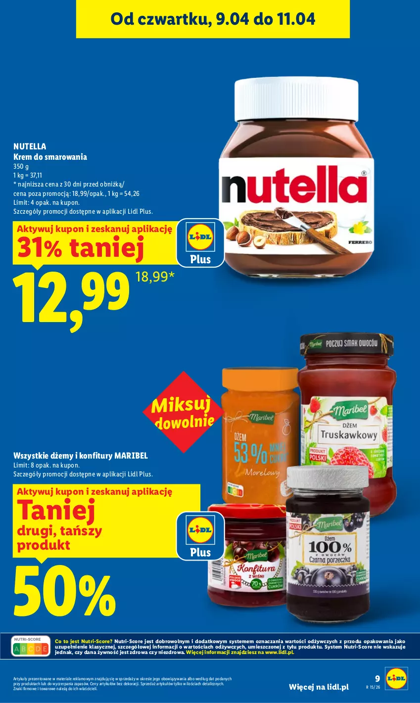 Gazetka promocyjna Lidl - Gazetka ważna od 9.04 do 11.04 - ważna 09.04 do 11.04.2026 - strona 9 - produkty: Dżem, Nutella