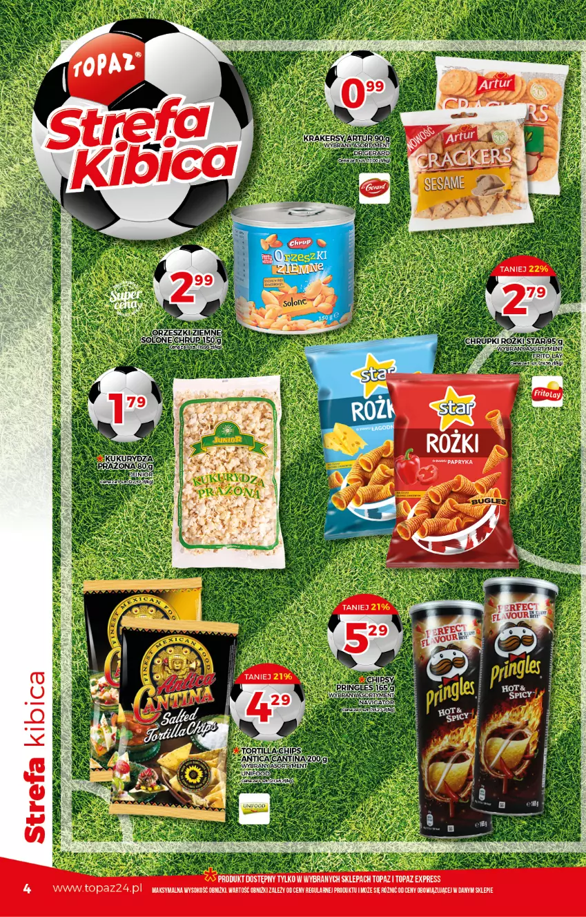 Gazetka promocyjna Topaz - Gazetka - ważna 01.07 do 07.07.2021 - strona 4 - produkty: Chipsy, Chrupki, Pringles, Sok, Top